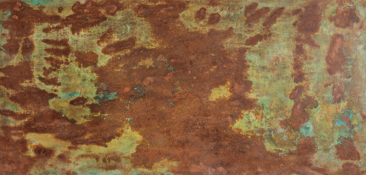Mario Moraes, Pedra Branca, Copper and iron on wood panel